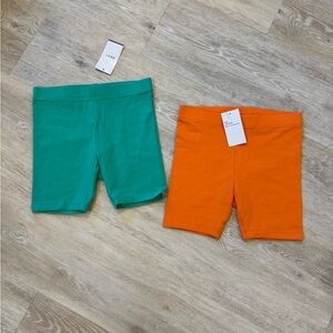 NWT - NEXT Kids Cotton Stretchy Shorts Set - Green and Orange - Size 5-6 years